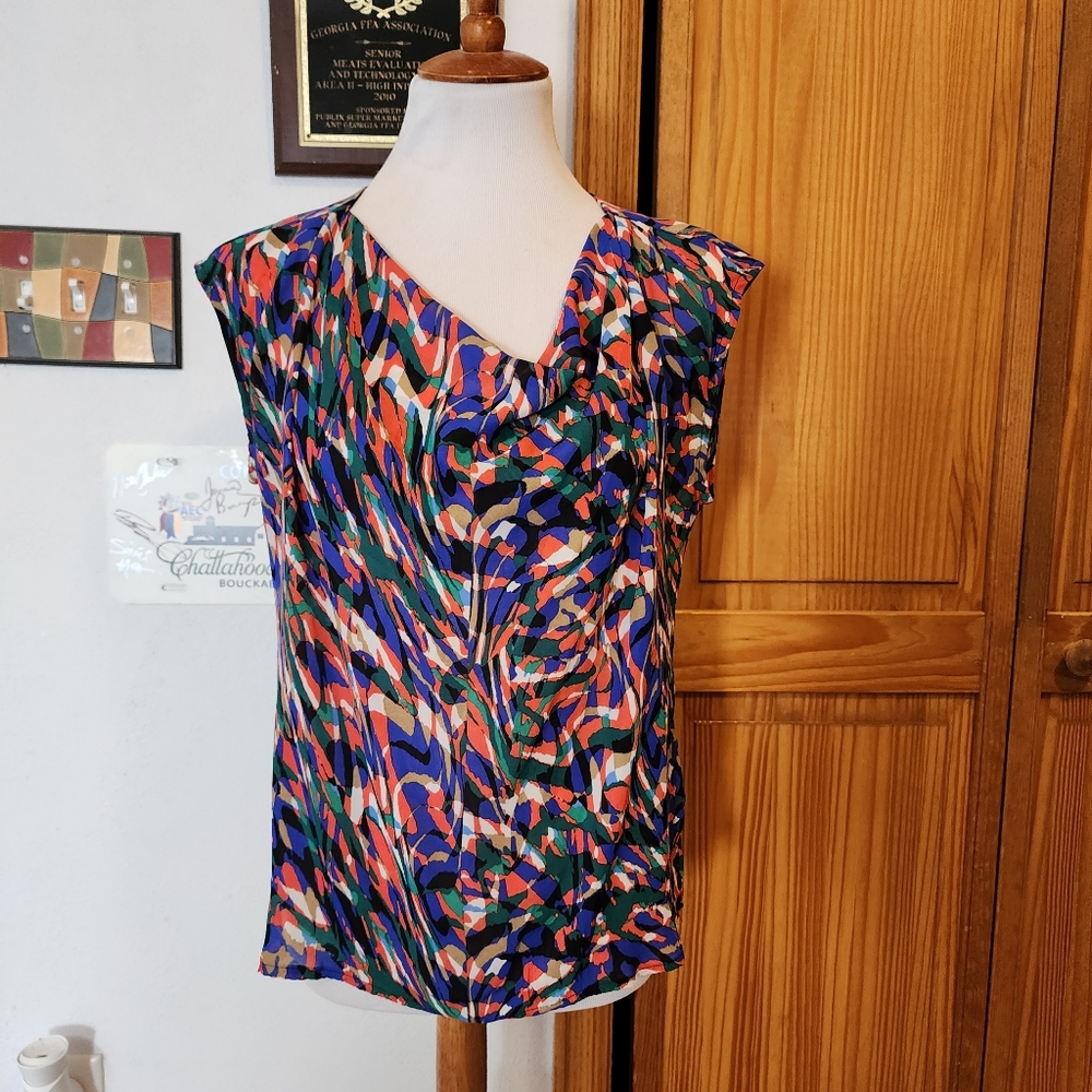 Michael Kors Colorful Cowl Neck Work Blouse Size Small